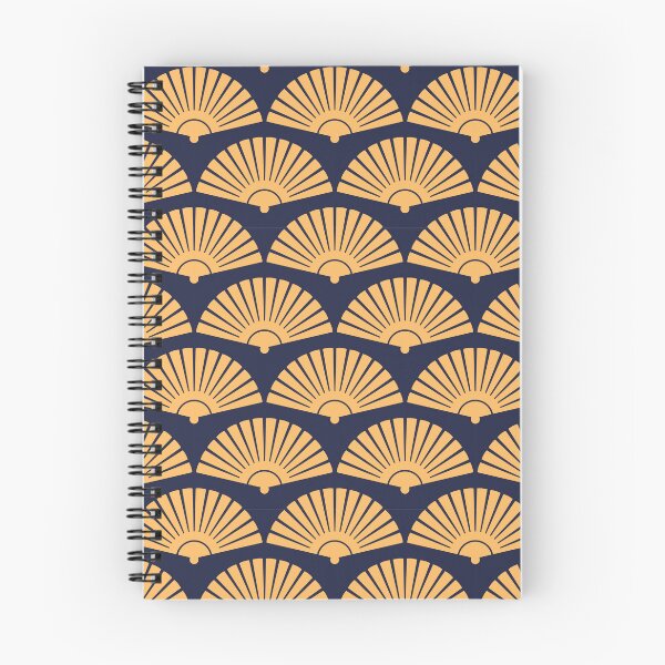 Item preview, Japanese Fan, Elegant Geometric Art Deco in Navy Blue and Gold designed and sold by CHERRY--SHOP.
