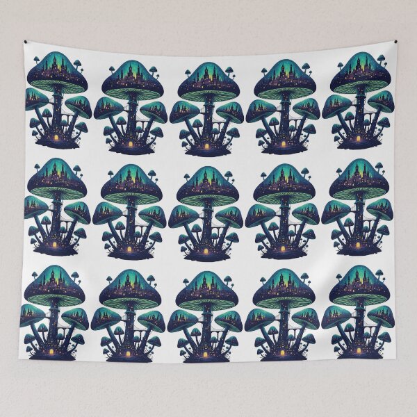 Item preview, Mystical Mushroom City – Fantasy Fungi Kingdom Night Art designed and sold by Dzblack.