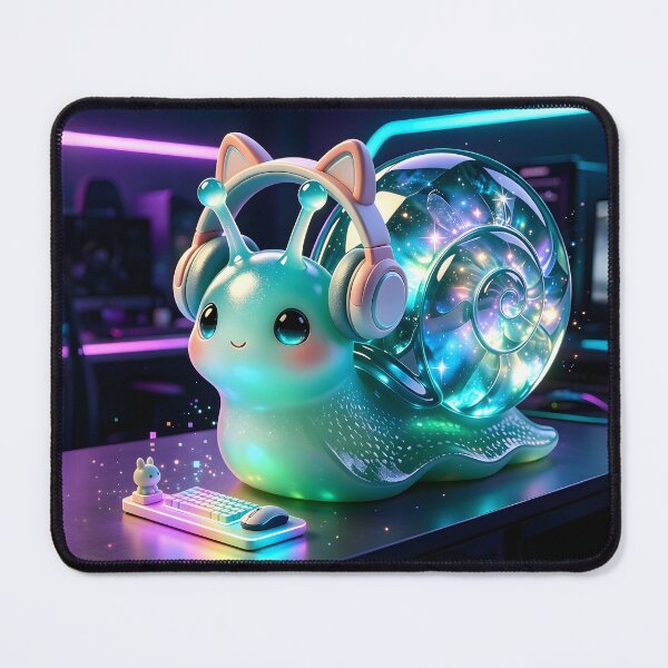 Item preview, Gamer Emerald Snail - Cute Jelly Snail with Gaming Headphones designed and sold by ABYSSLAB.