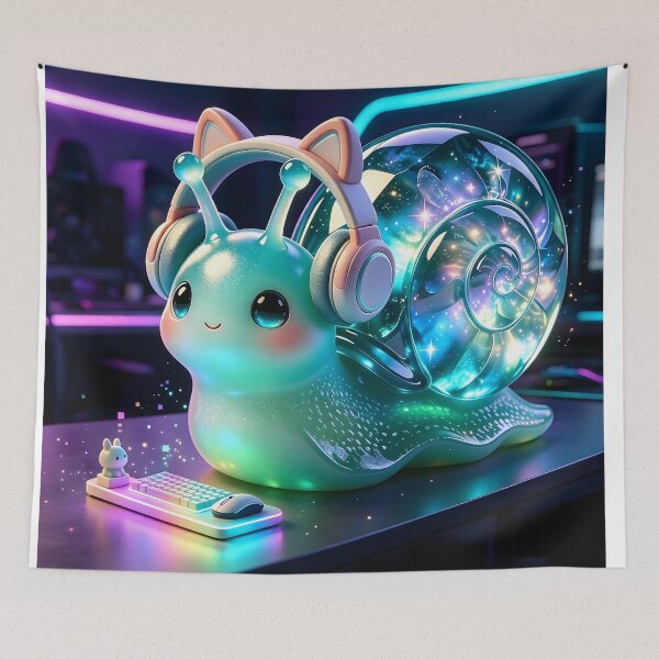 Item preview, Gamer Emerald Snail - Cute Jelly Snail with Gaming Headphones designed and sold by ABYSSLAB.