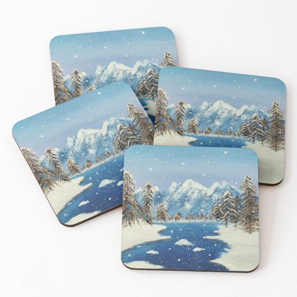 Item preview, Snowy Mountain River Winter Landscape Art designed and sold by MyArtYourProducts.