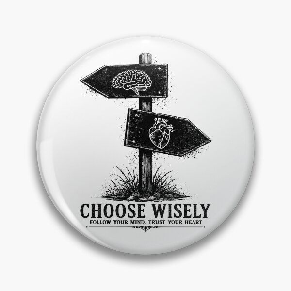 Item preview, Crossroads of Mind and Heart – Vintage Direction Sign Illustration designed and sold by DariusZD.