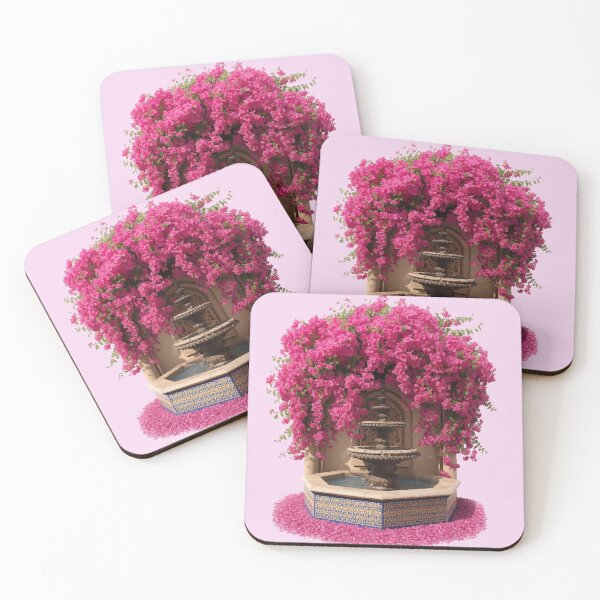 Item preview, Tunisian Courtyard Fountain with Pink Bougainvillea designed and sold by carthagia.