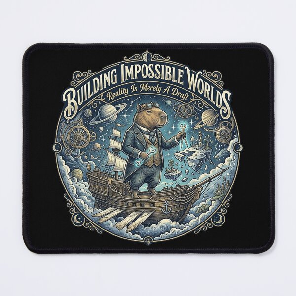 Item preview, Building Impossible Worlds – Steampunk Capybara Fantasy Art designed and sold by Dogandesighn.