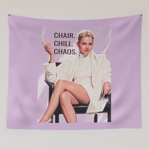 Item preview, Chair Chill Chaos - Iconic Sharon Stone Aesthetic Portrait designed and sold by Vicky021.