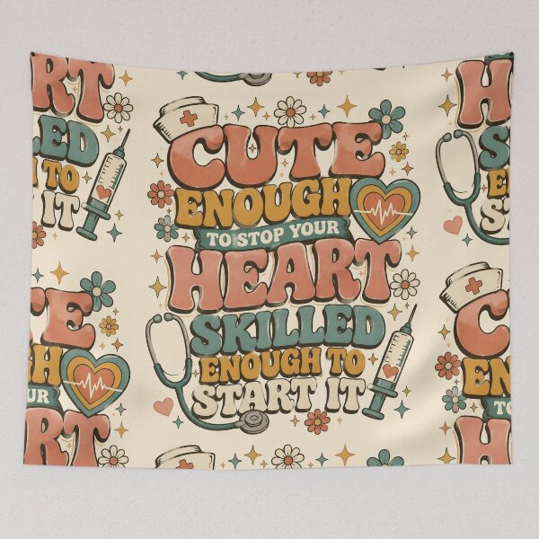 Item preview, Cute Enough to Stop Your Heart Nurse PNG | Retro 70s Nurse Shirt Design | Funny Nurse Sublimation | Sticker & Mug Design designed and sold by LuxeBuzz.