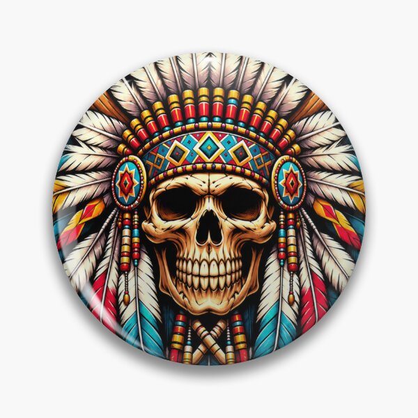 Item preview, Skull Feather Headdress T-Shirt | Tribal Skull Graphic Tee | Vintage Warrior Skull Axe Design Shirt designed and sold by MAStrends.