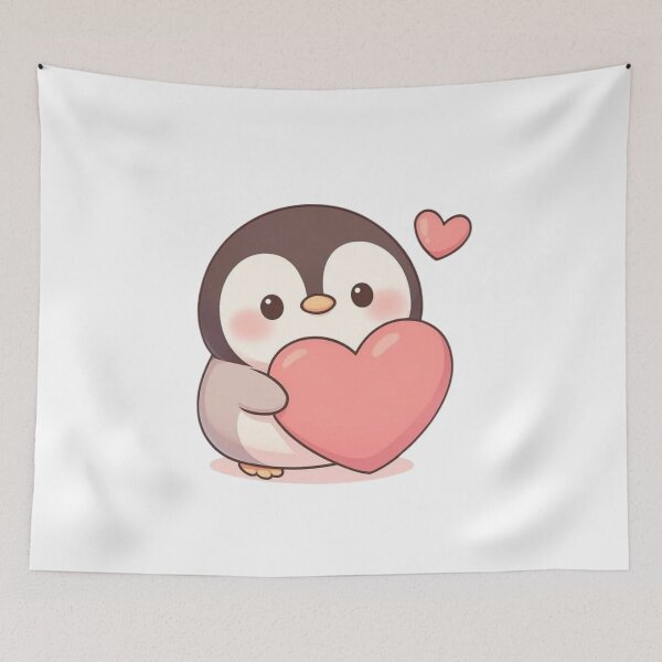 Item preview, Penguin Holding Heart Sticker designed and sold by nyxium-art.