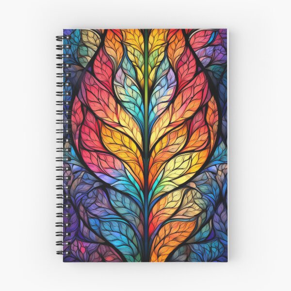 Item preview, Rainbow Stained Glass Leaves with Vibrant Botanical Design designed and sold by pinkal.
