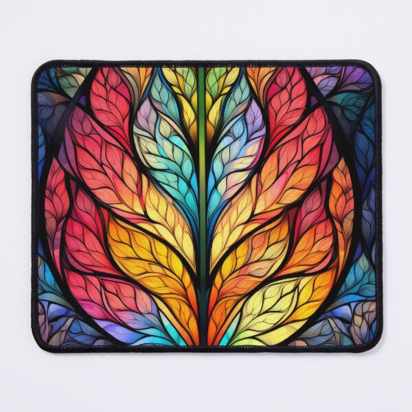 Item preview, Rainbow Stained Glass Leaves with Vibrant Botanical Design designed and sold by pinkal.
