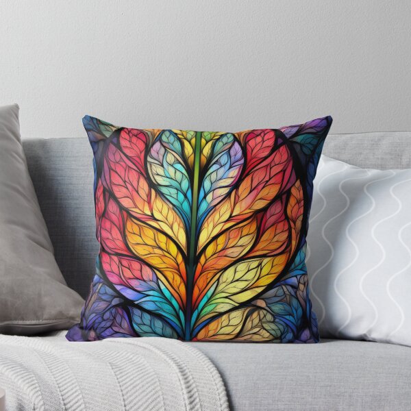 Item preview, Rainbow Stained Glass Leaves with Vibrant Botanical Design designed and sold by pinkal.