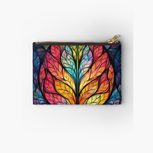 Item preview, Rainbow Stained Glass Leaves with Vibrant Botanical Design designed and sold by pinkal.