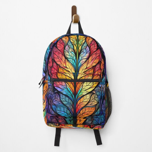 Item preview, Rainbow Stained Glass Leaves with Vibrant Botanical Design designed and sold by pinkal.