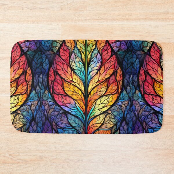 Item preview, Rainbow Stained Glass Leaves with Vibrant Botanical Design designed and sold by pinkal.