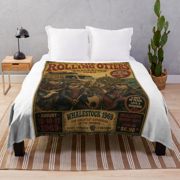 Item preview, Rolling Otters Vintage Rock Festival Poster designed and sold by lorelunestudio.