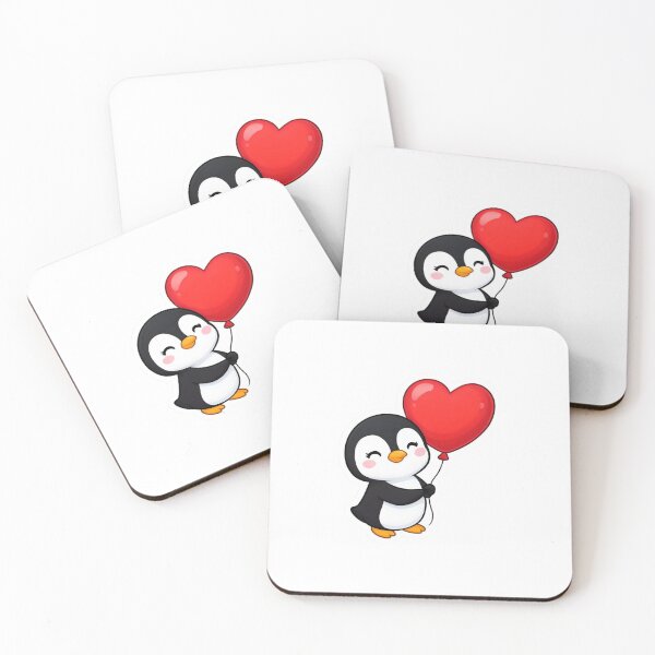 Item preview, Penguin With Red Heart Balloon designed and sold by nyxium-art.