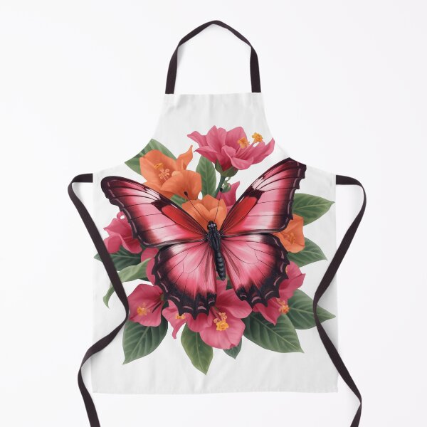 Item preview, Crimson Butterfly on Tropical Pink & Orange Flowers designed and sold by carthagia.