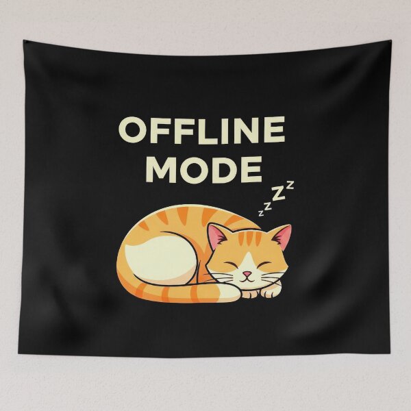 Item preview, Offline Mode Funny Sleeping Orange Cat Retro Cartoon designed and sold by DigitalArtx-com.
