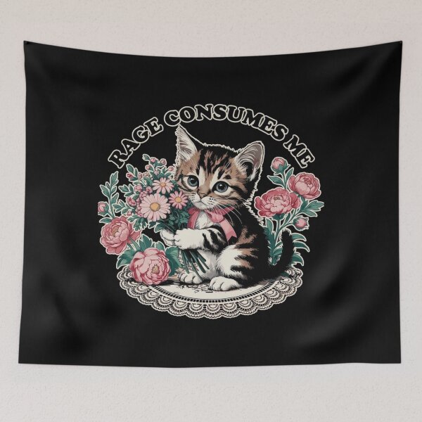 Item preview, Rage Consumes Me Angry Cute Kitten Floral Vintage designed and sold by SiarheiYur.