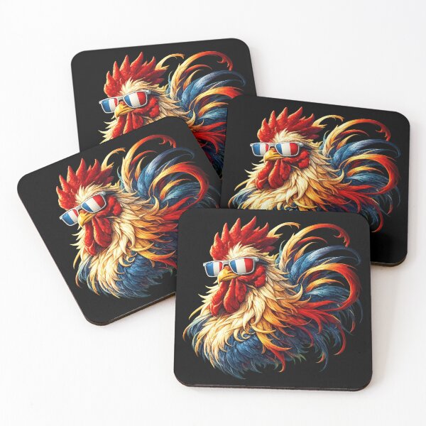 Item preview, Cool French Flag Rooster with Sunglasses Patriotic Bird Art designed and sold by Vermanartist.