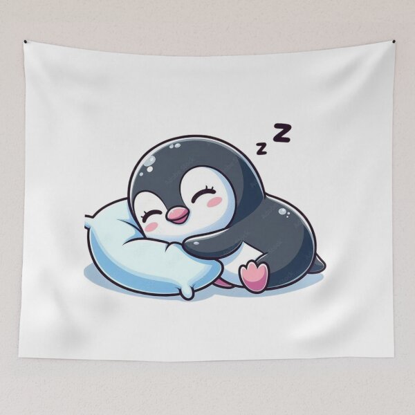 Item preview, Sleepy Penguin On Pillow designed and sold by nyxium-art.