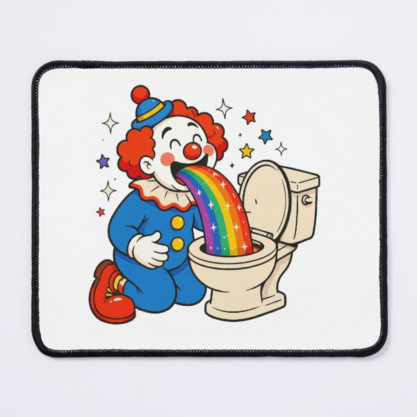 Item preview, Happy Clown Rainbow Vomit Circus Toilet Top Funny Cartoon Starry Rainbow Top Silly Clown designed and sold by Thread&Fable.