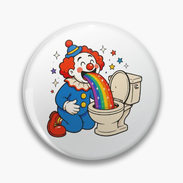 Item preview, Happy Clown Rainbow Vomit Circus Toilet Top Funny Cartoon Starry Rainbow Top Silly Clown designed and sold by Thread&Fable.