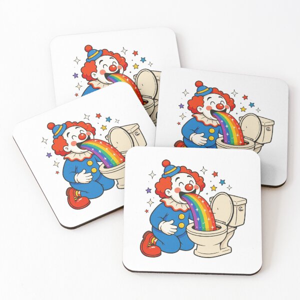 Item preview, Happy Clown Rainbow Vomit Circus Toilet Top Funny Cartoon Starry Rainbow Top Silly Clown designed and sold by Thread&Fable.