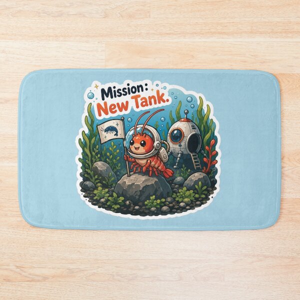 Item preview, Mission New Tank Funny Aquarium Shrimp designed and sold by SimplePoDesign.
