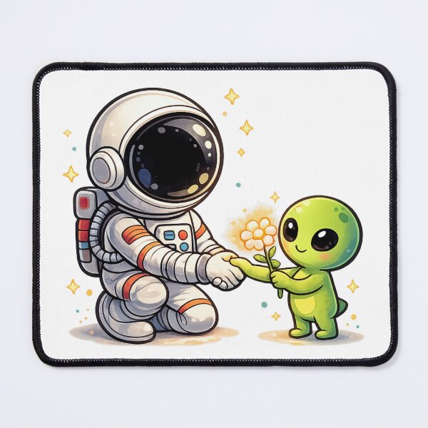 Item preview, Cute Astronaut & Friendly Alien | Kawaii Space Friendship | Adorable Cosmic Encounter | Whimsical Galaxy Art | Sci-Fi Lover Gift | Cute Space Sticker designed and sold by MrDev.