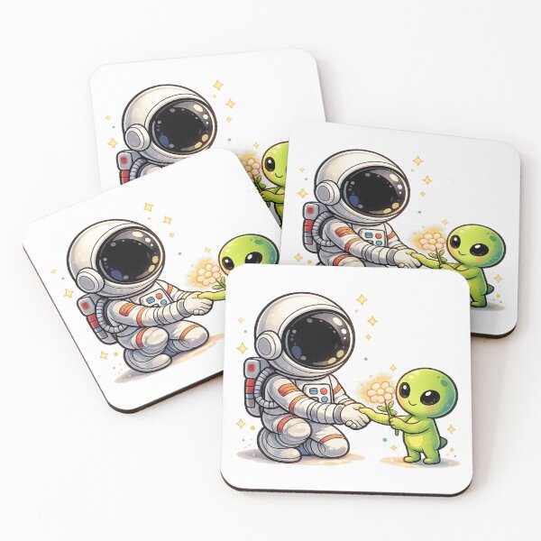 Item preview, Cute Astronaut & Friendly Alien | Kawaii Space Friendship | Adorable Cosmic Encounter | Whimsical Galaxy Art | Sci-Fi Lover Gift | Cute Space Sticker designed and sold by MrDev.