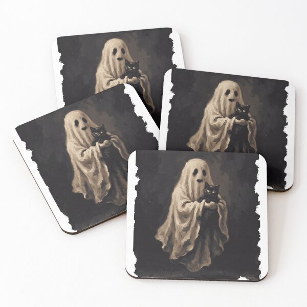 Item preview, Ghost Holding Black Cat Vintage Halloween Painting designed and sold by Steele-Art.