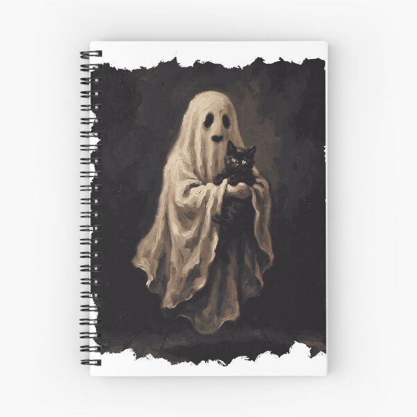 Item preview, Ghost Holding Black Cat Vintage Halloween Painting designed and sold by Steele-Art.