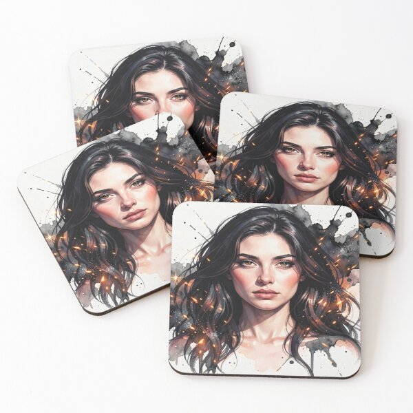 Item preview, Watercolor Portrait – Ink Splash & Ember Glow, Monet Inspired designed and sold by FotoworldEdel.