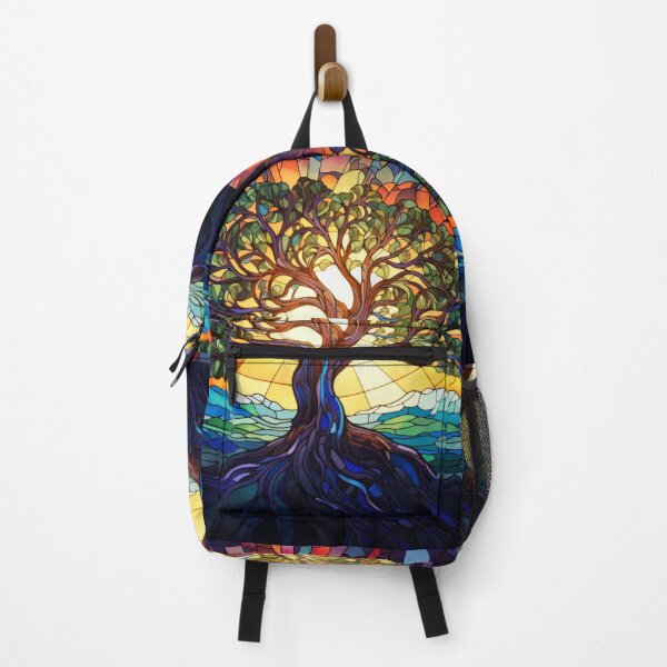 Item preview, Stained Glass Tree of Life Sunrise Nature Art designed and sold by pinkal.