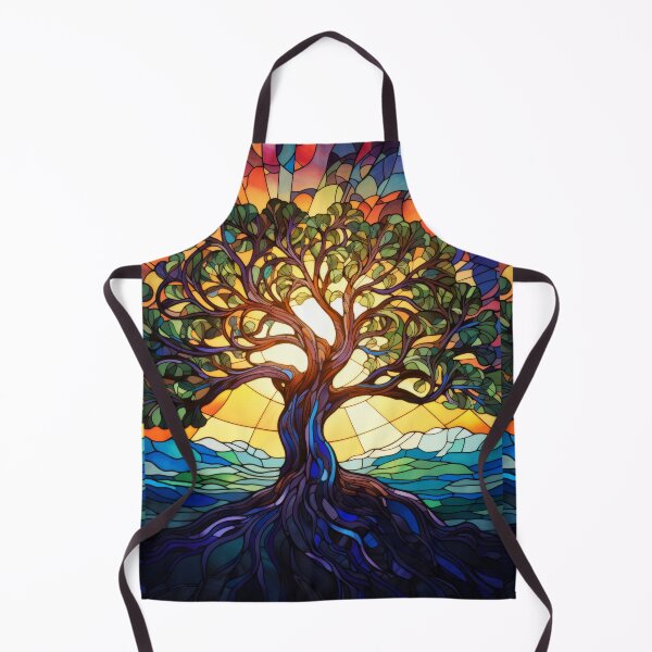 Item preview, Stained Glass Tree of Life Sunrise Nature Art designed and sold by pinkal.