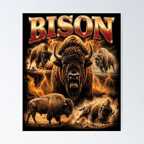 Item preview, Bison Thunderstorm Wildlife Collage designed and sold by OceanBandwear.