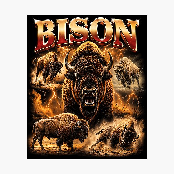 Item preview, Bison Thunderstorm Wildlife Collage designed and sold by OceanBandwear.