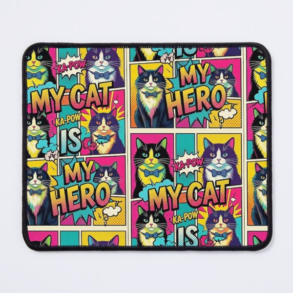 Item preview, My Cat Is My Hero Pop Art Comic designed and sold by  MV MERCH-ZONE.