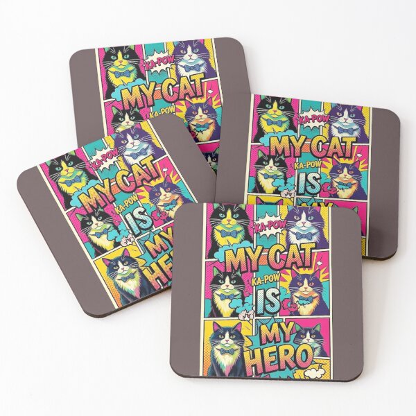 Item preview, My Cat Is My Hero Pop Art Comic designed and sold by  MV MERCH-ZONE.