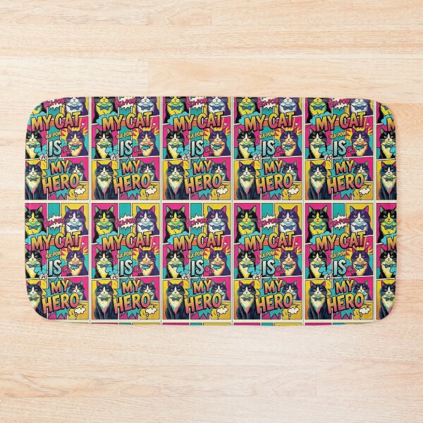 Item preview, My Cat Is My Hero Pop Art Comic designed and sold by  MV MERCH-ZONE.