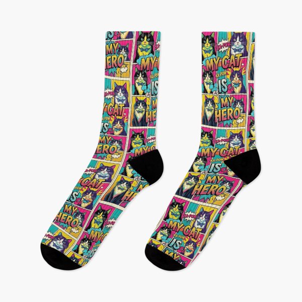 Item preview, My Cat Is My Hero Pop Art Comic designed and sold by  MV MERCH-ZONE.