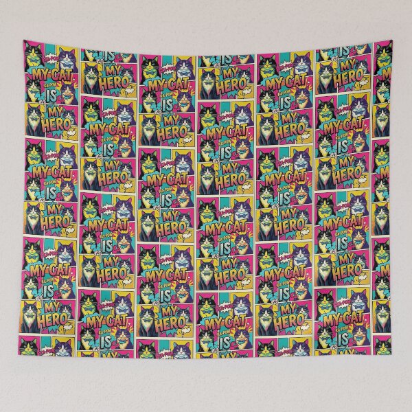 Item preview, My Cat Is My Hero Pop Art Comic designed and sold by  MV MERCH-ZONE.