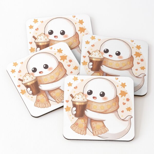 Item preview, Cute Cozy Ghost Coffee Deluxe Sticker | Luxury Kawaii Autumn Ghost designed and sold by Stylestickers55.