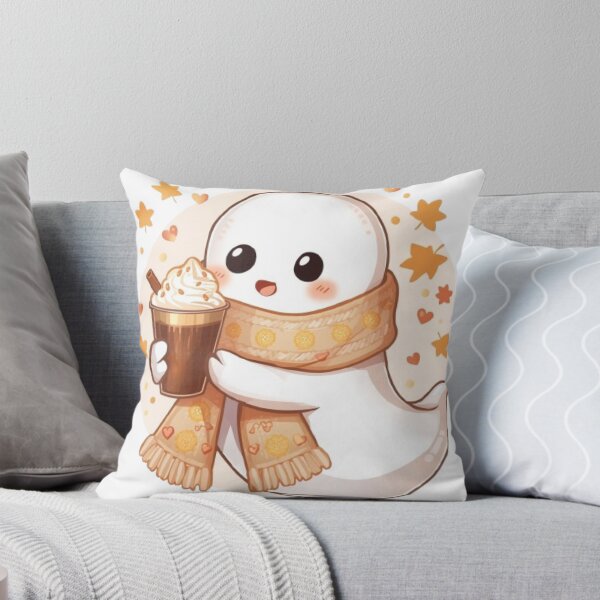 Item preview, Cute Cozy Ghost Coffee Deluxe Sticker | Luxury Kawaii Autumn Ghost designed and sold by Stylestickers55.
