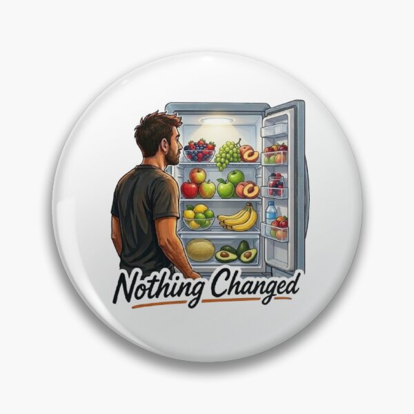 Item preview, Nothing Changed Funny Man Looking into Full Fridge Illustration designed and sold by Northern Glow Art.
