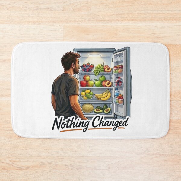 Item preview, Nothing Changed Funny Man Looking into Full Fridge Illustration designed and sold by Northern Glow Art.