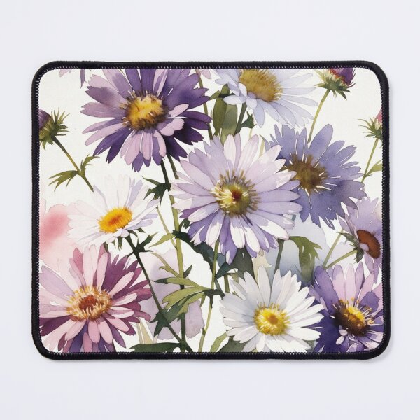 Item preview, Watercolor Purple Aster Bouquet - Botanical Wildflower Art designed and sold by Darlin8888.