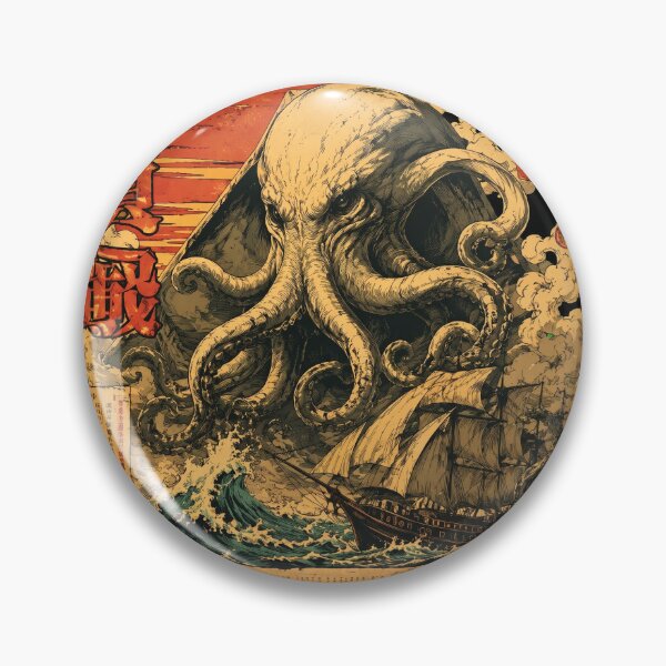 Item preview, Ukiyo-e Giant Kraken Rising Over Vintage Ship Dawn Of The Deep designed and sold by Vermanartist.
