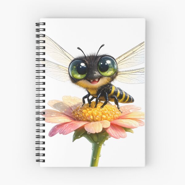 Item preview, Cute Big Eyed Bee On Flower Illustration designed and sold by canvahub.